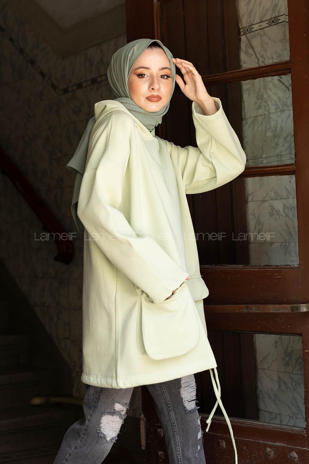 Modalamelif Körük Cepli Sweatshirt Çağla