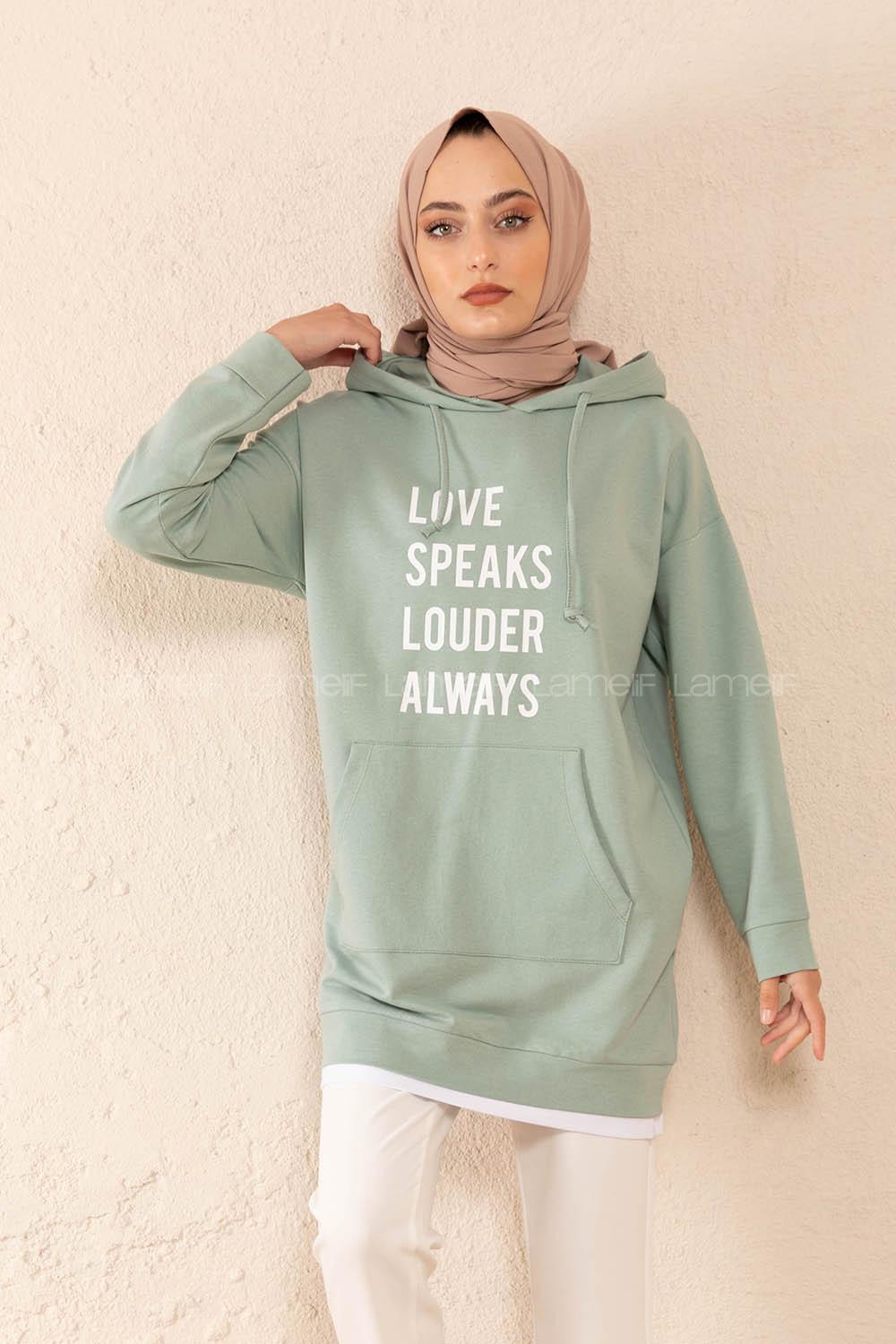 Modalamelif Love Speaks Sweat Mint Yeşili