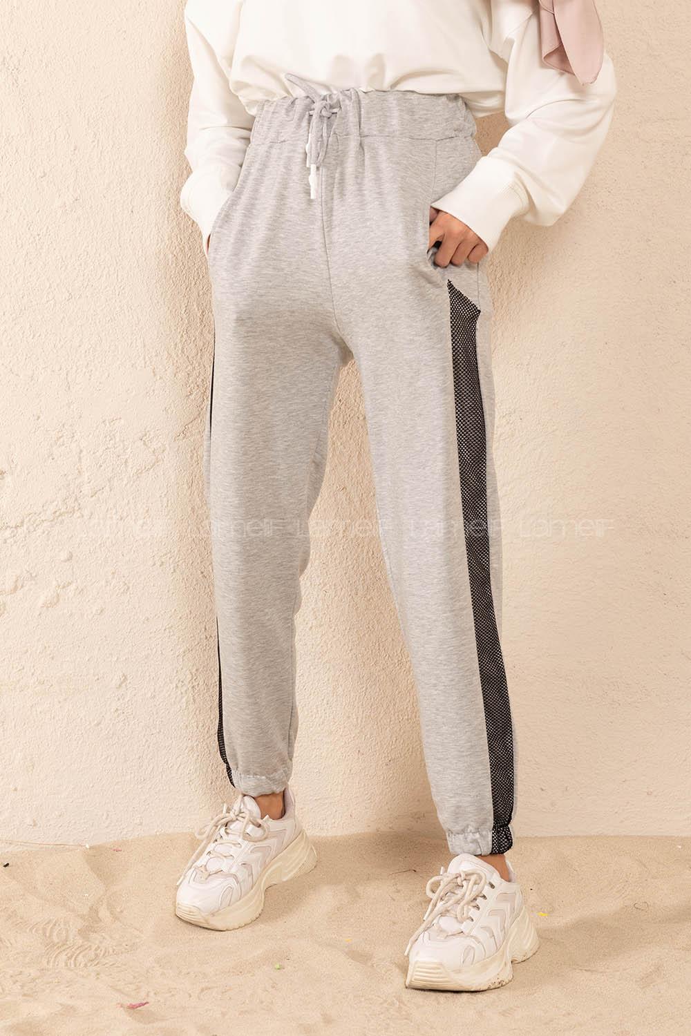 Modalamelif Yanları File Detaylı Eşofman Gri