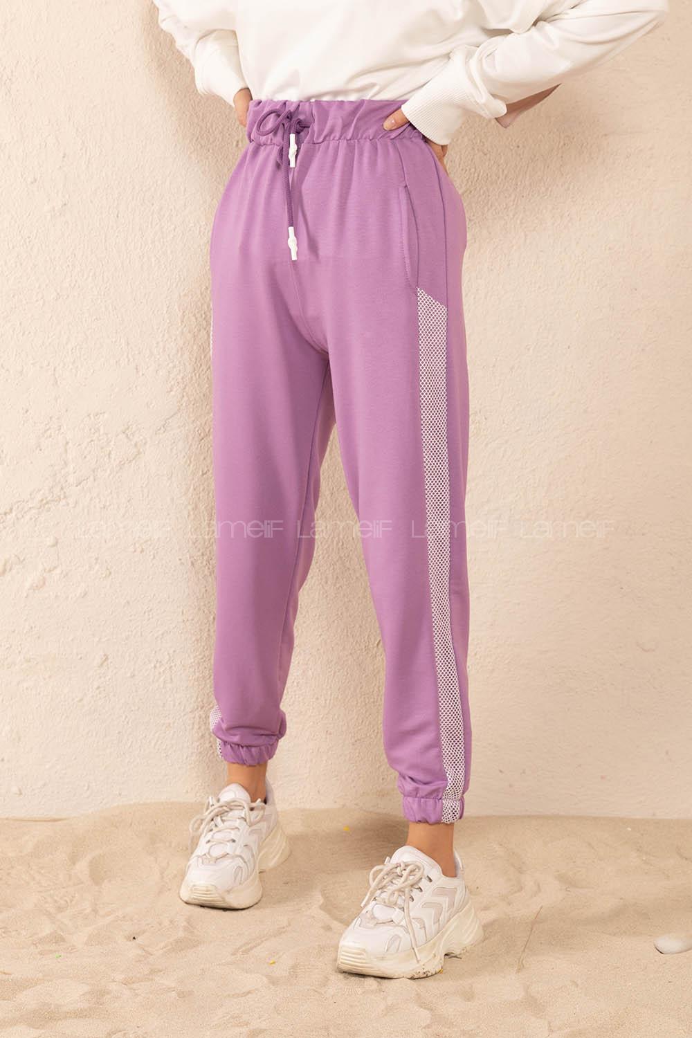 Modalamelif Yanları File Detaylı Eşofman Lila