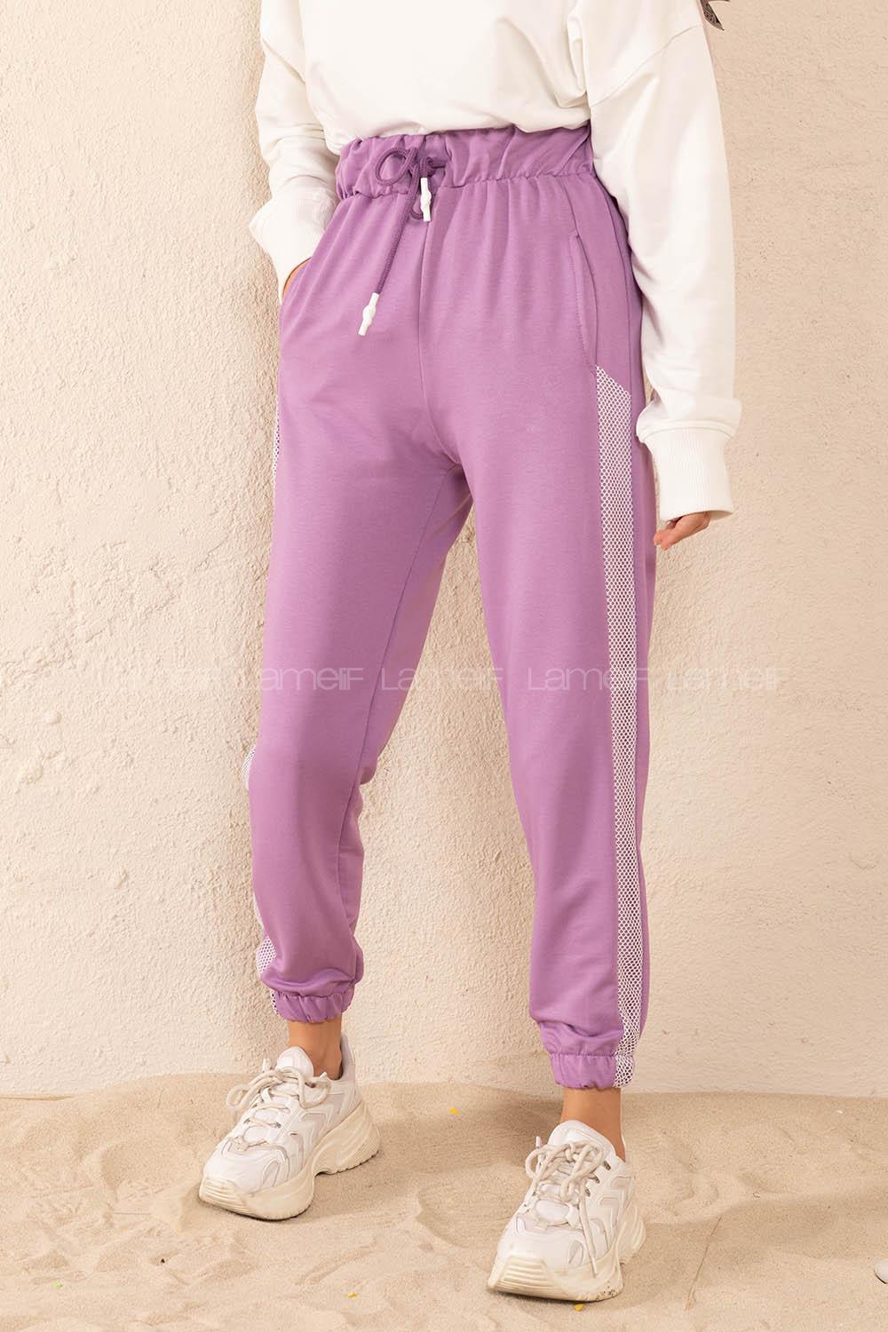 Modalamelif Yanları File Detaylı Eşofman Lila