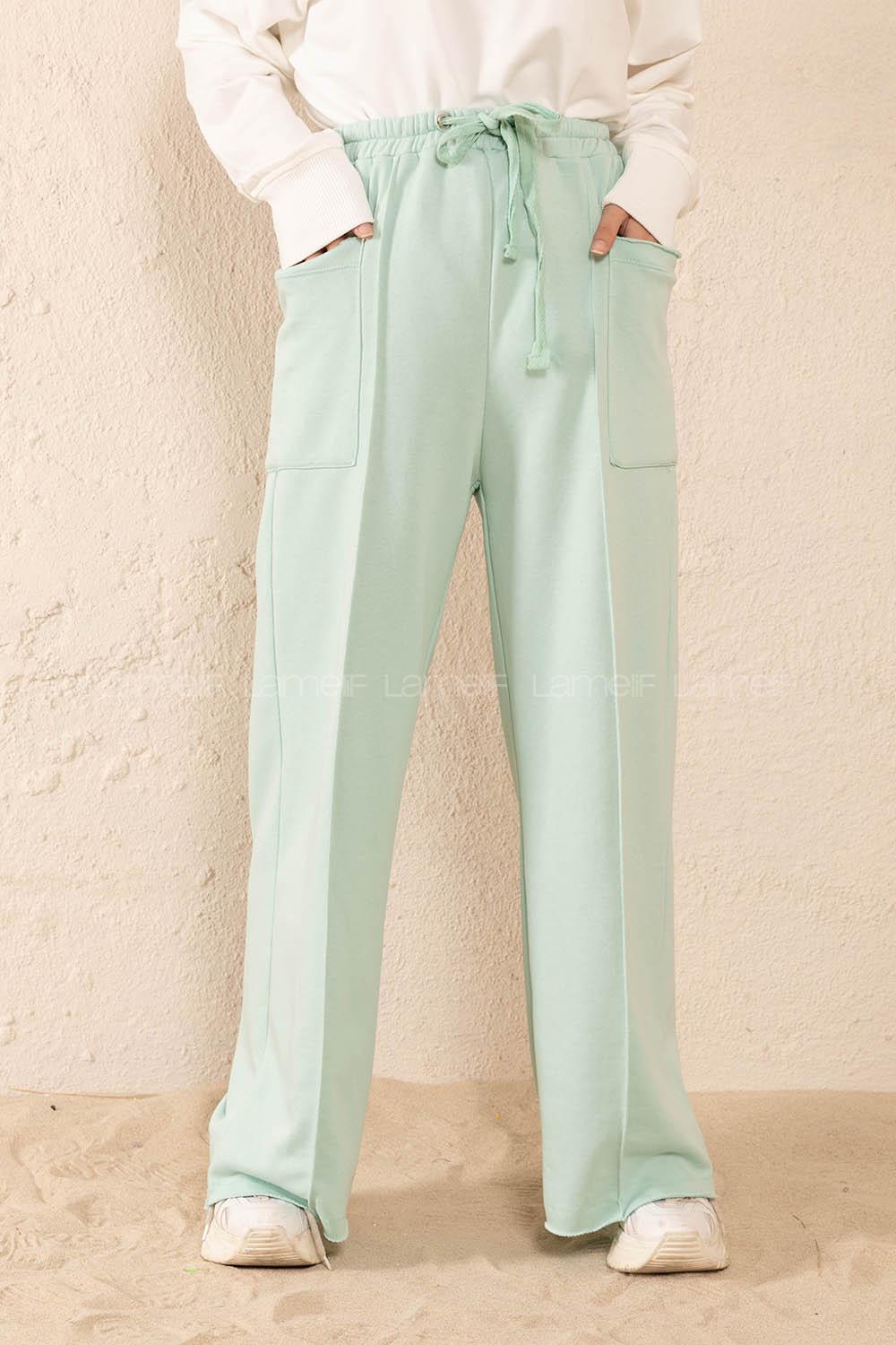 Modalamelif Önden Cepli Penye Pantolon Mint Yeşili