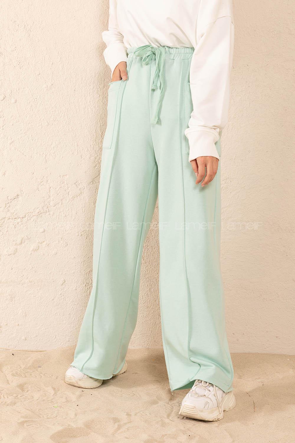 Modalamelif Önden Cepli Penye Pantolon Mint Yeşili