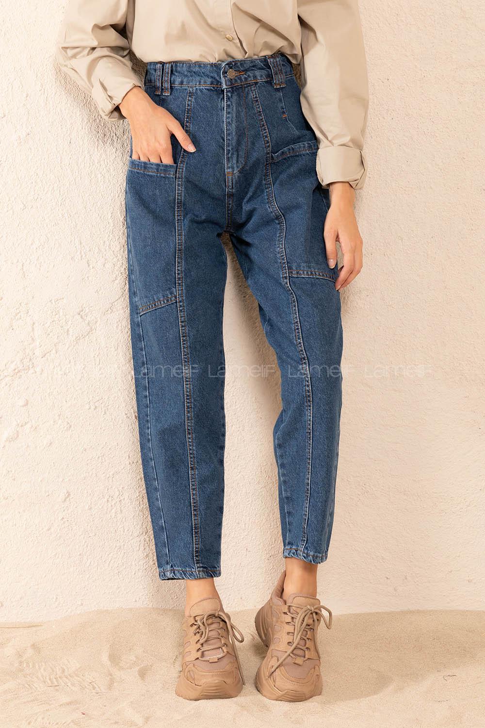 Modalamelif  Üstten Cepli Kot Pantolon Mavi