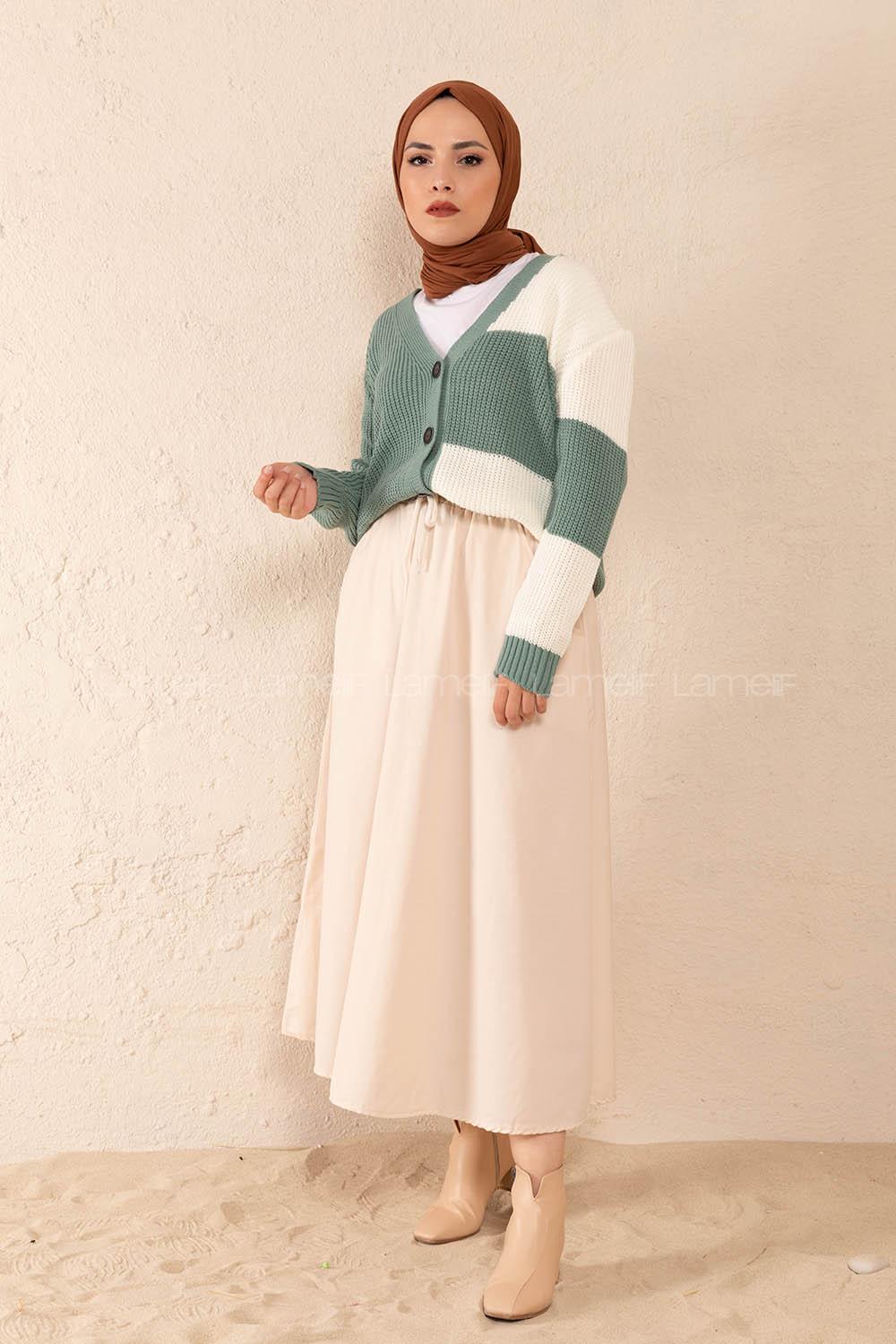 Modalamelif Parça Renkli Hırka Çağla