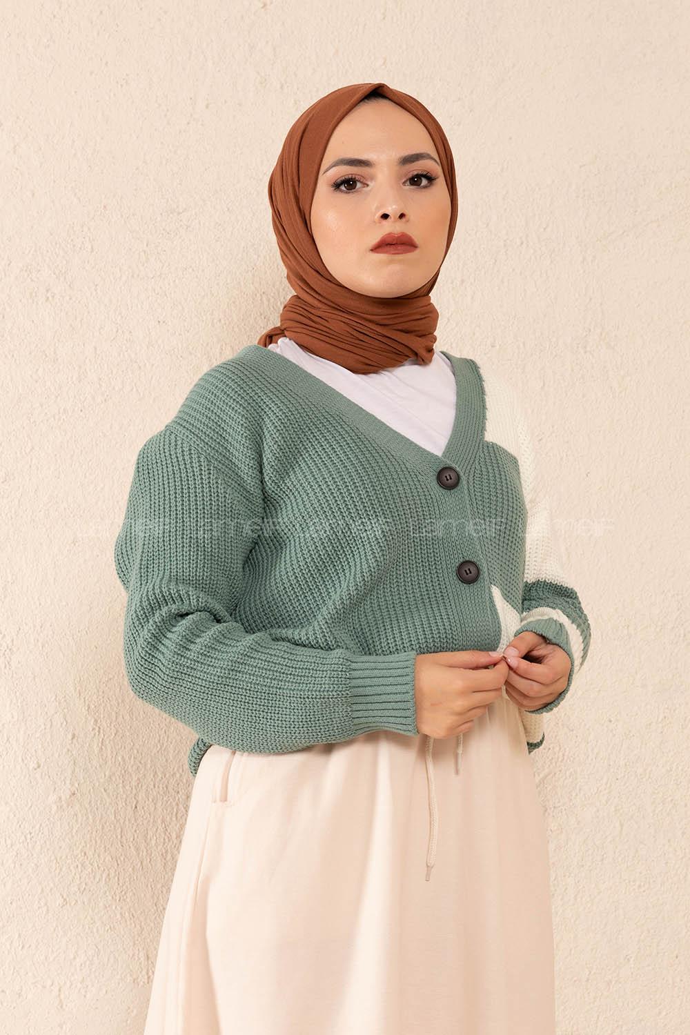 Modalamelif Parça Renkli Hırka Çağla