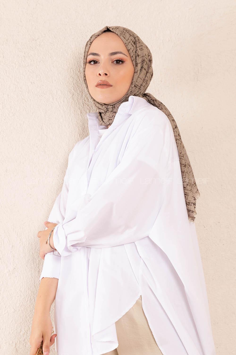 Modalamelif Asker Yeşili  Batik Desen Şal