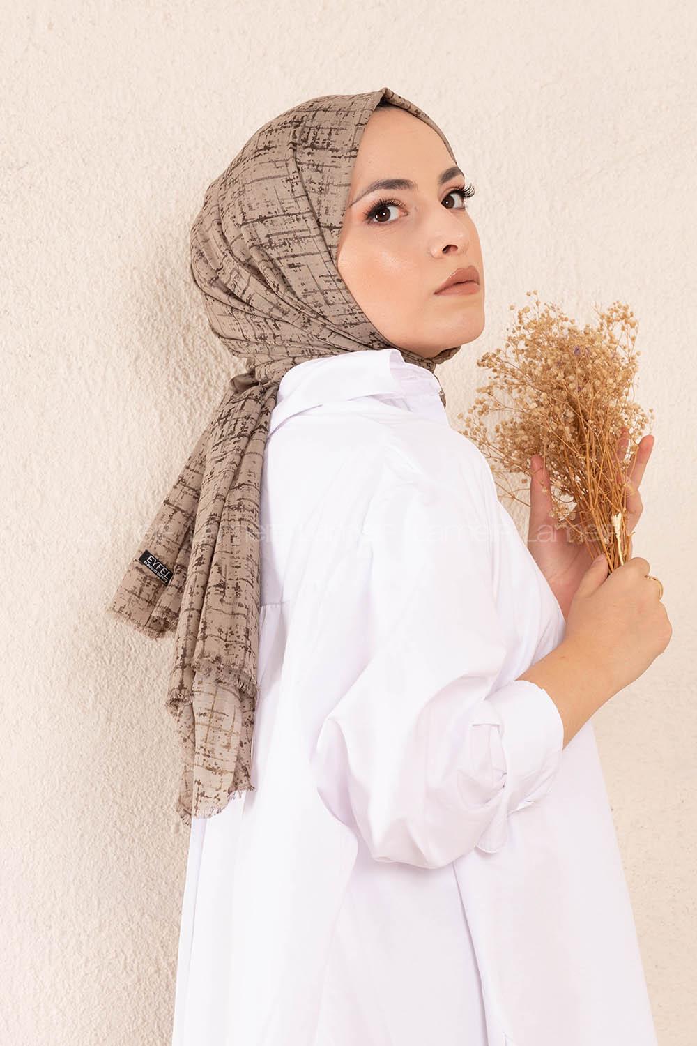 Modalamelif Asker Yeşili  Batik Desen Şal