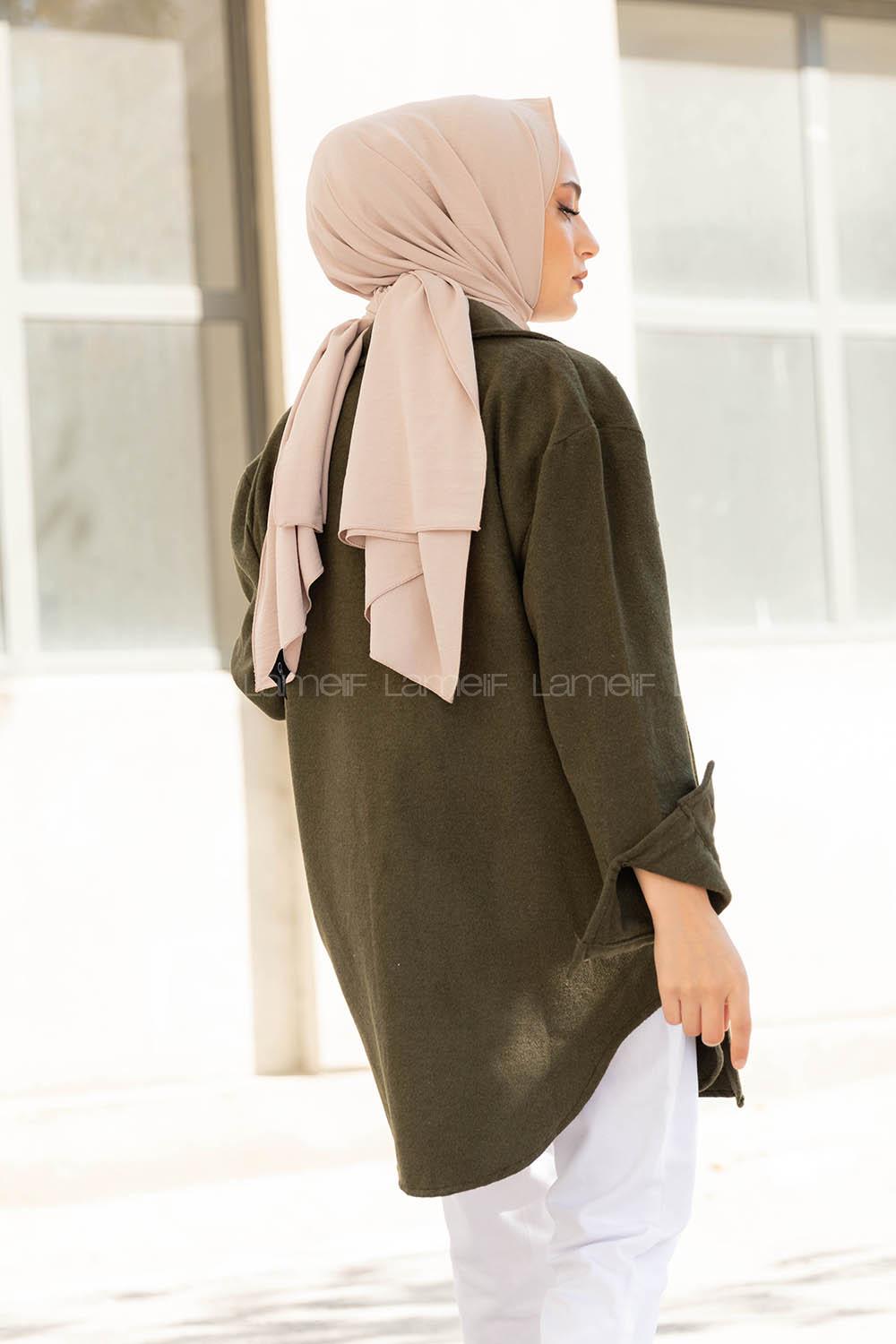 Modalamelif Çift Cepli Önü Düğmeli Ceket Haki