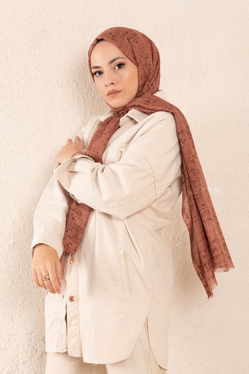 Modalamelif Çikolata Kahve Batik Desen Şal