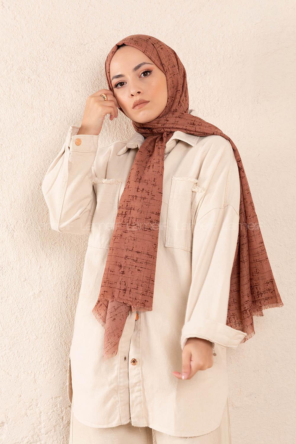 Modalamelif Çikolata Kahve Batik Desen Şal