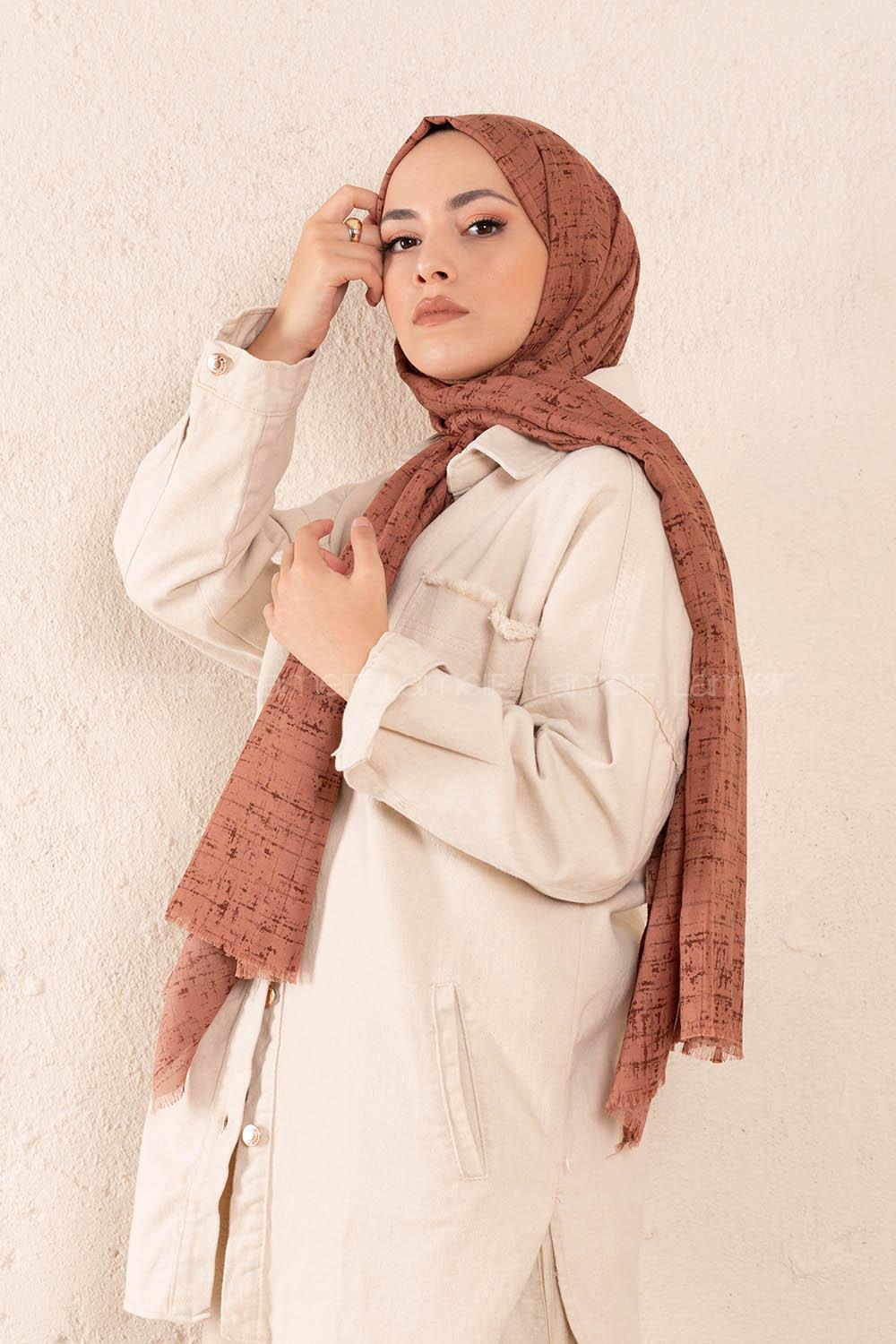 Modalamelif Çikolata Kahve Batik Desen Şal