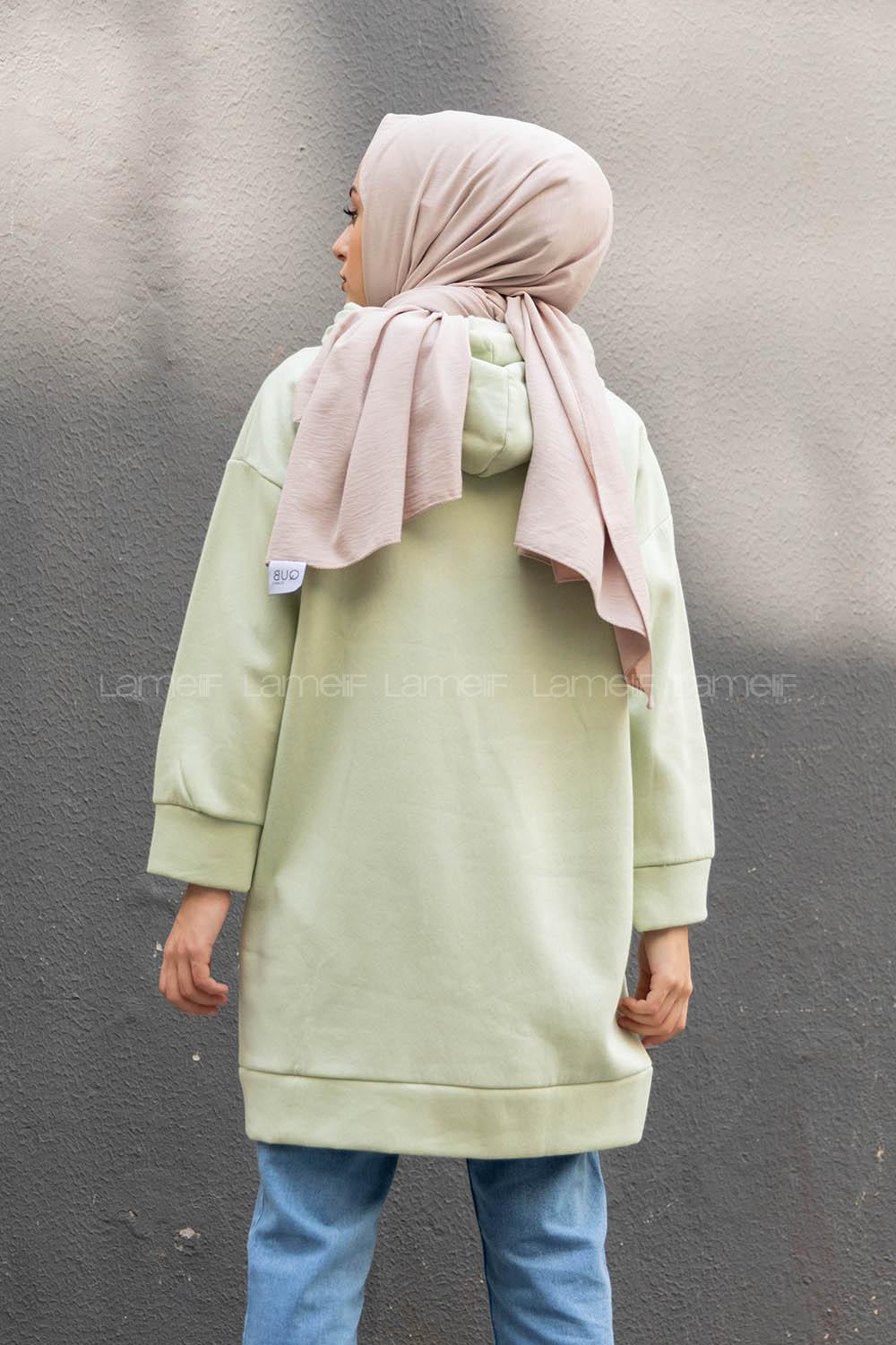 Modalamelif Kapşonlu Salaş Sweatshirt Çağla