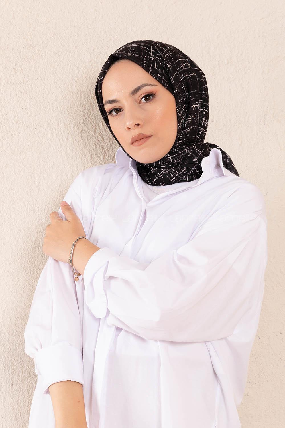 Modalamelif Siyah Batik Desen Şal