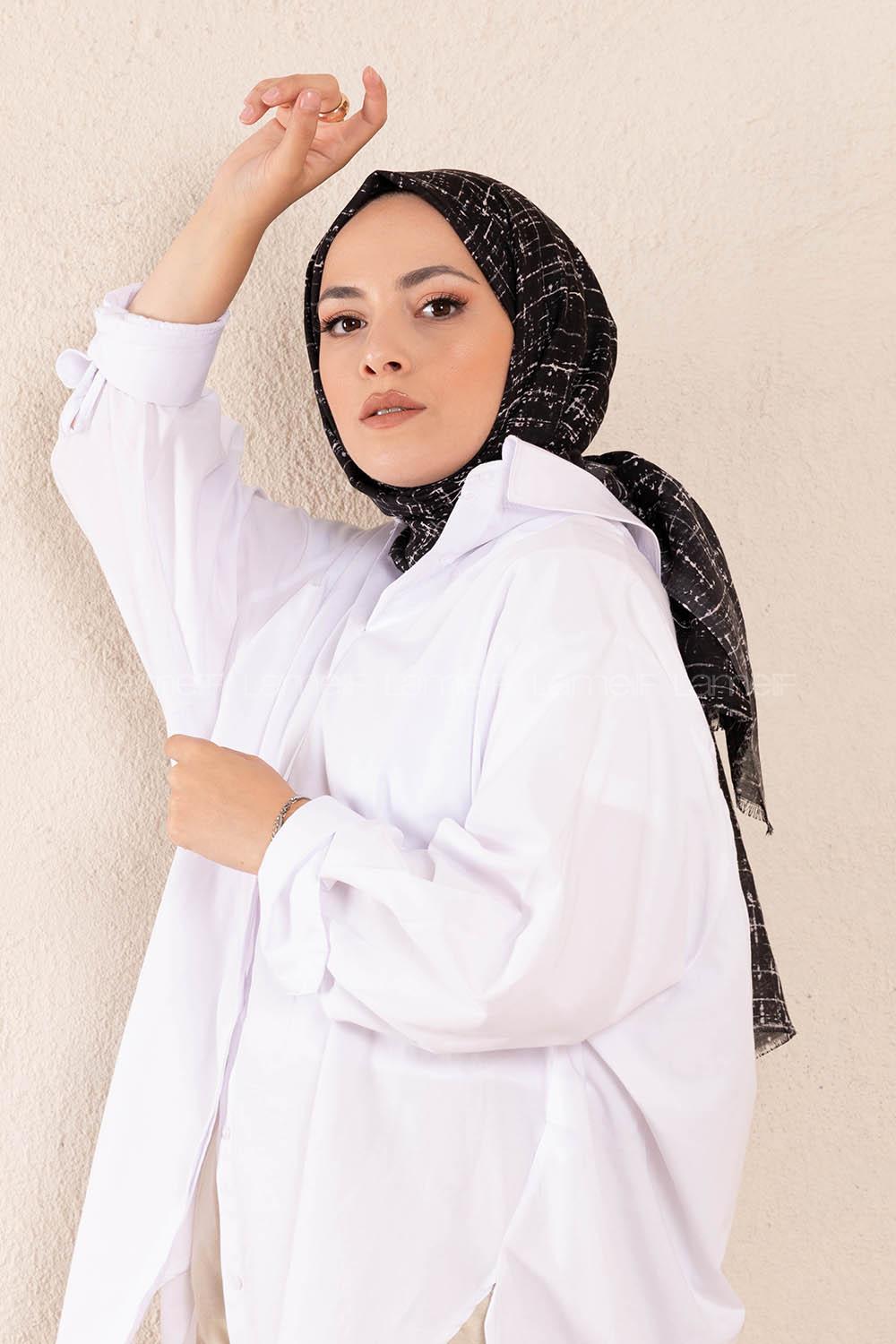 Modalamelif Siyah Batik Desen Şal