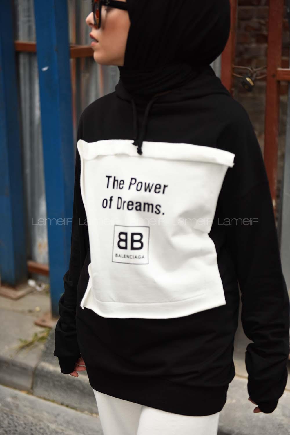 Modalamelif The Power Dreams Baskılı Sweatshirt Siyah