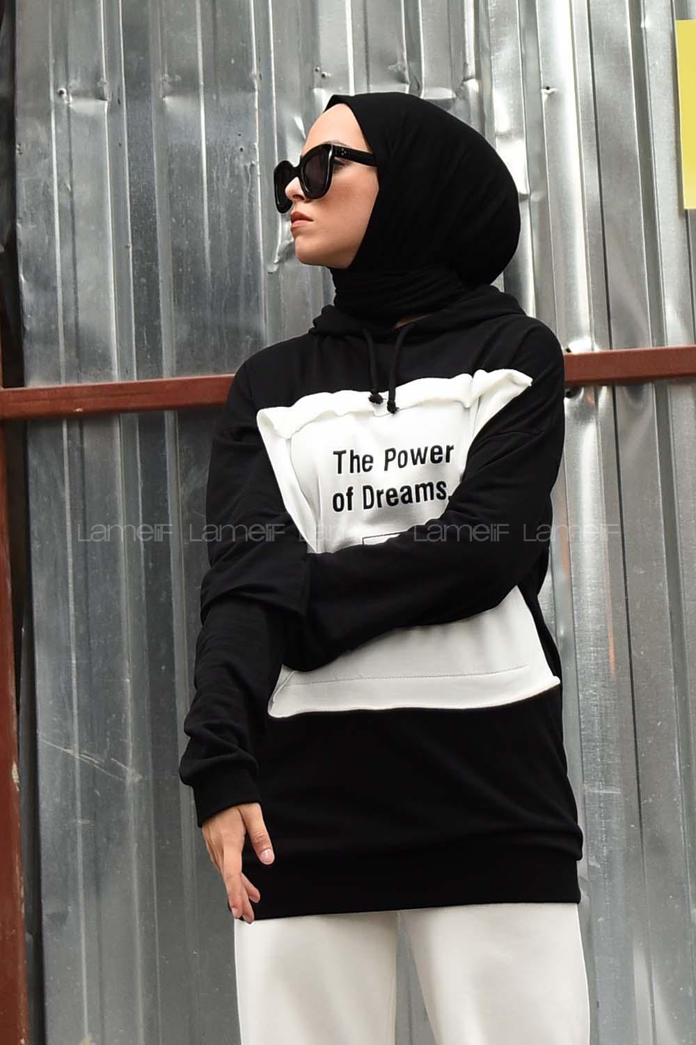 Modalamelif The Power Dreams Baskılı Sweatshirt Siyah