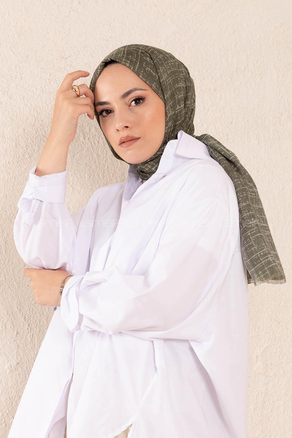 Modalamelif Yeşil Batik Desen Şal