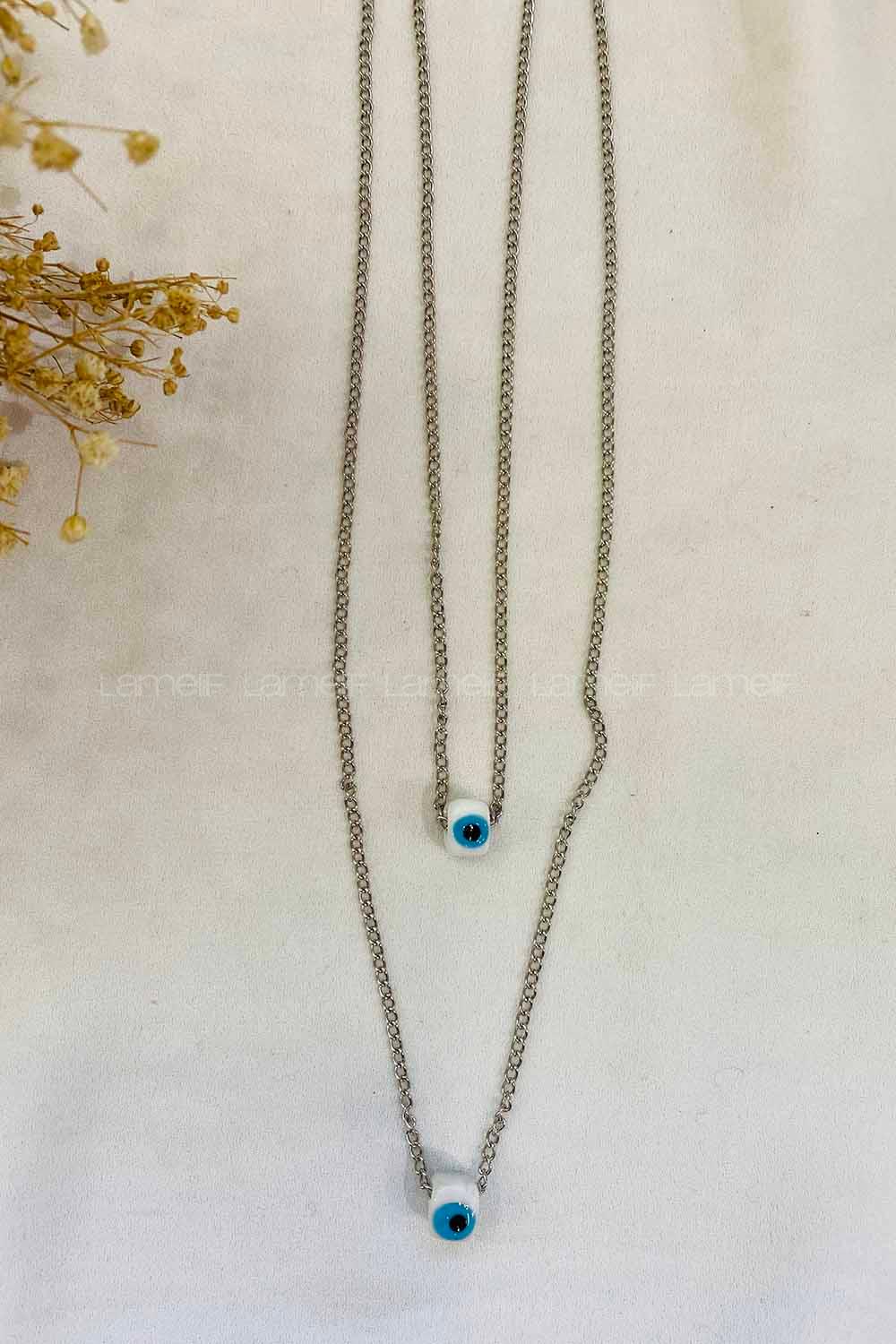 Modalamelif Beyaz Taş Detaylı Zincir kolye