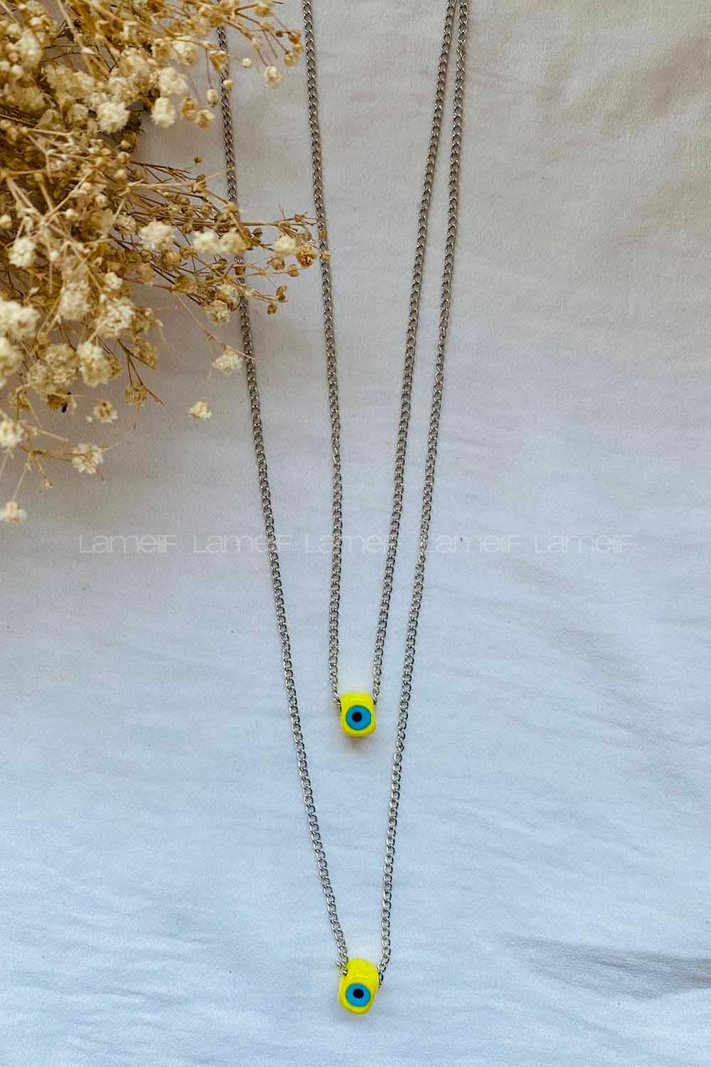 Modalamelif Hardal Taş Detaylı Zincir kolye