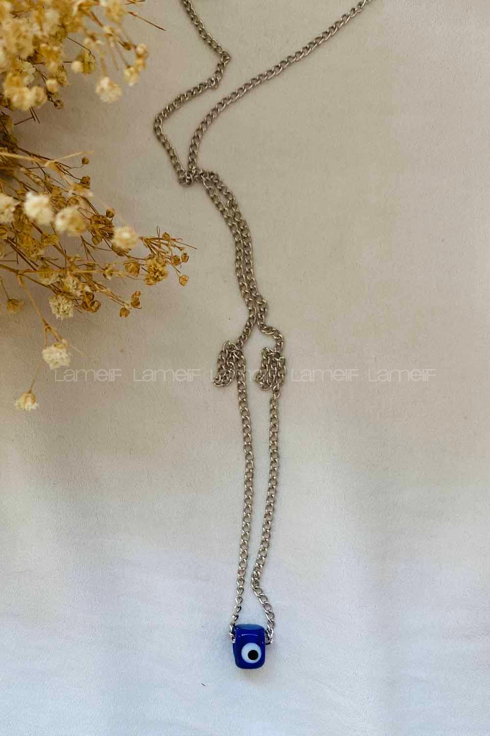 Modalamelif Lacivert Taş Detaylı Zincir kolye