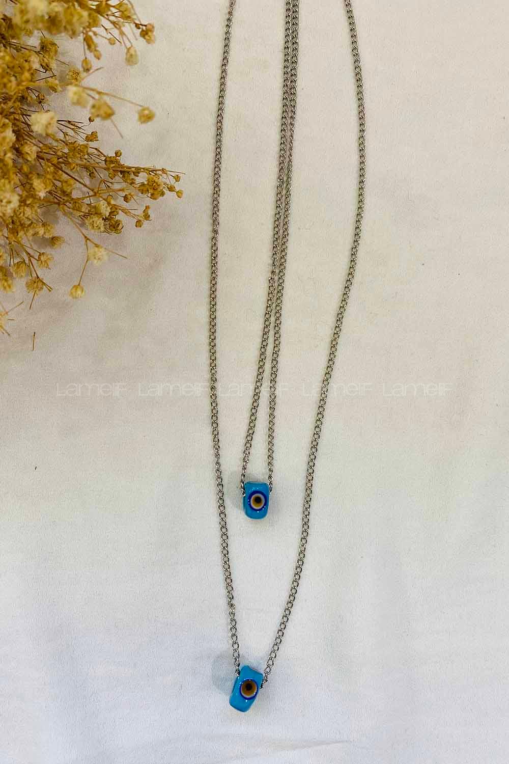 Modalamelif Mavi Taş Detaylı Zincir kolye