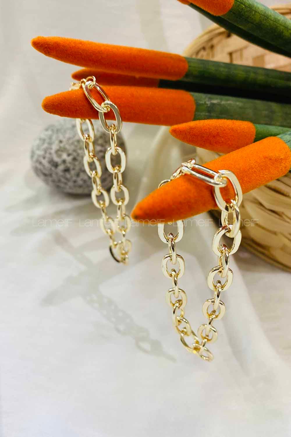 Modalamelif Oval Gold Zincir Bileklik