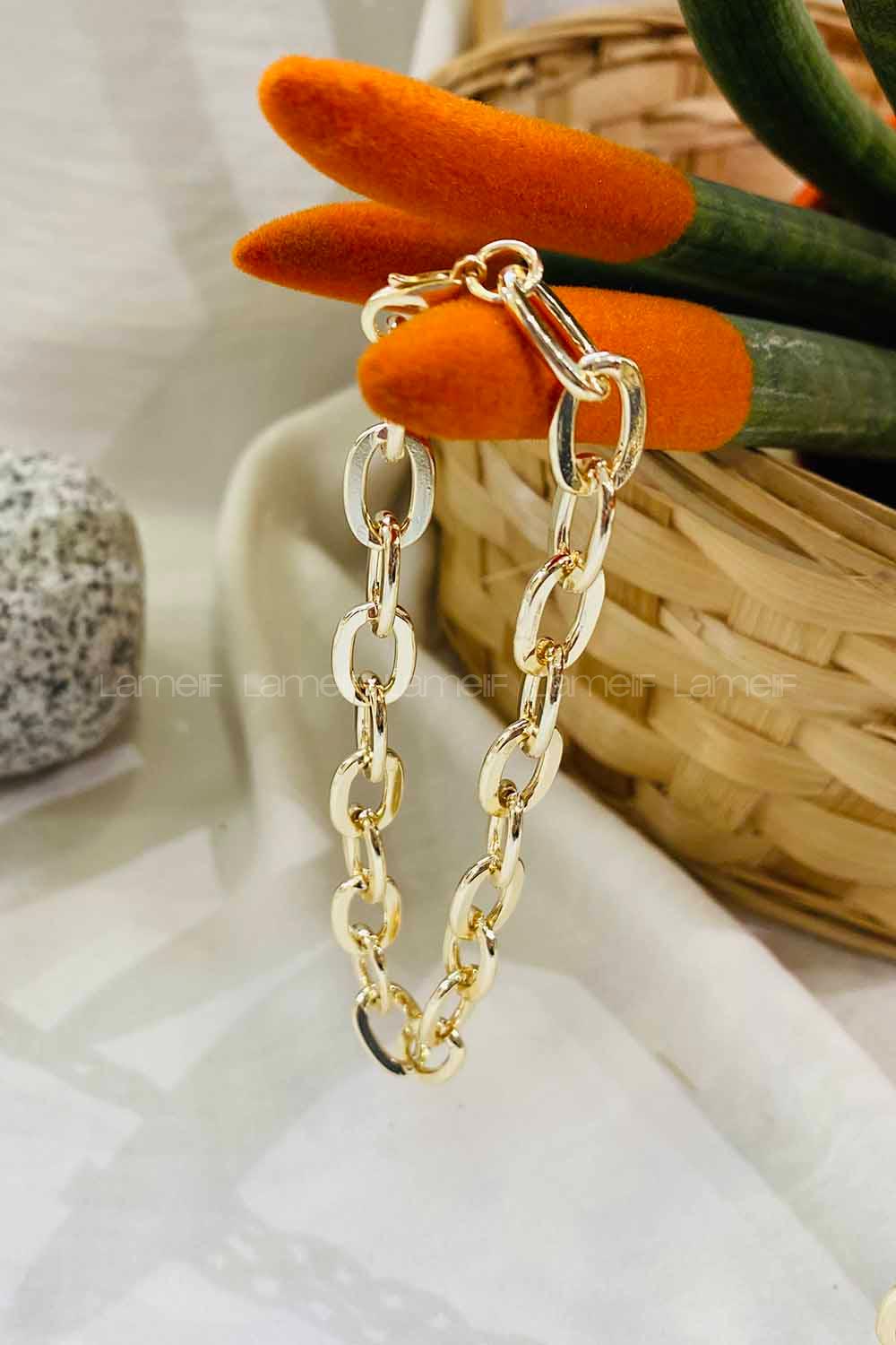 Modalamelif Oval Gold Zincir Bileklik