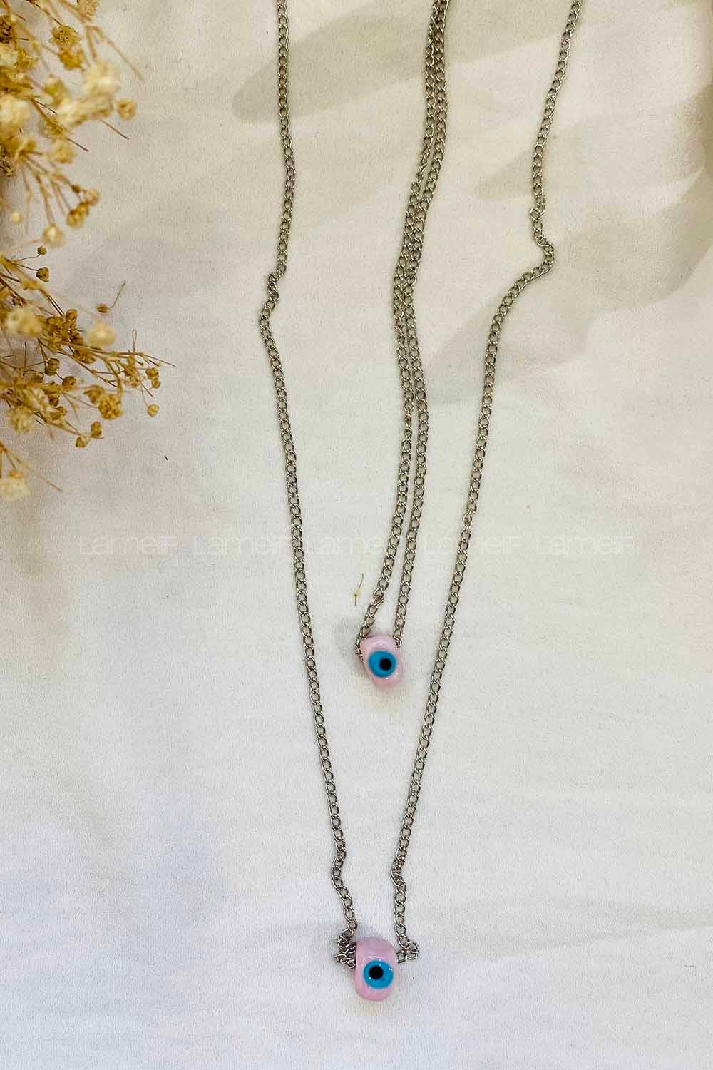 Modalamelif Pembe Taş Detaylı Zincir kolye