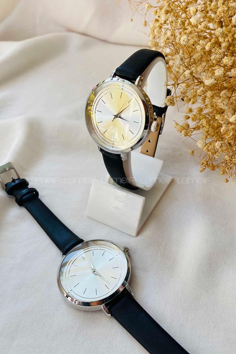 Modalamelif Siyah Gümüş Çerçeveli Sirus Saat