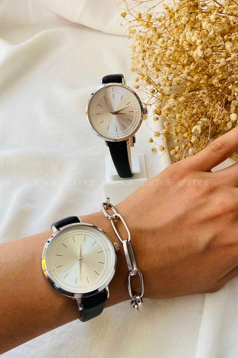 Modalamelif Siyah Gümüş Çerçeveli Sirus Saat