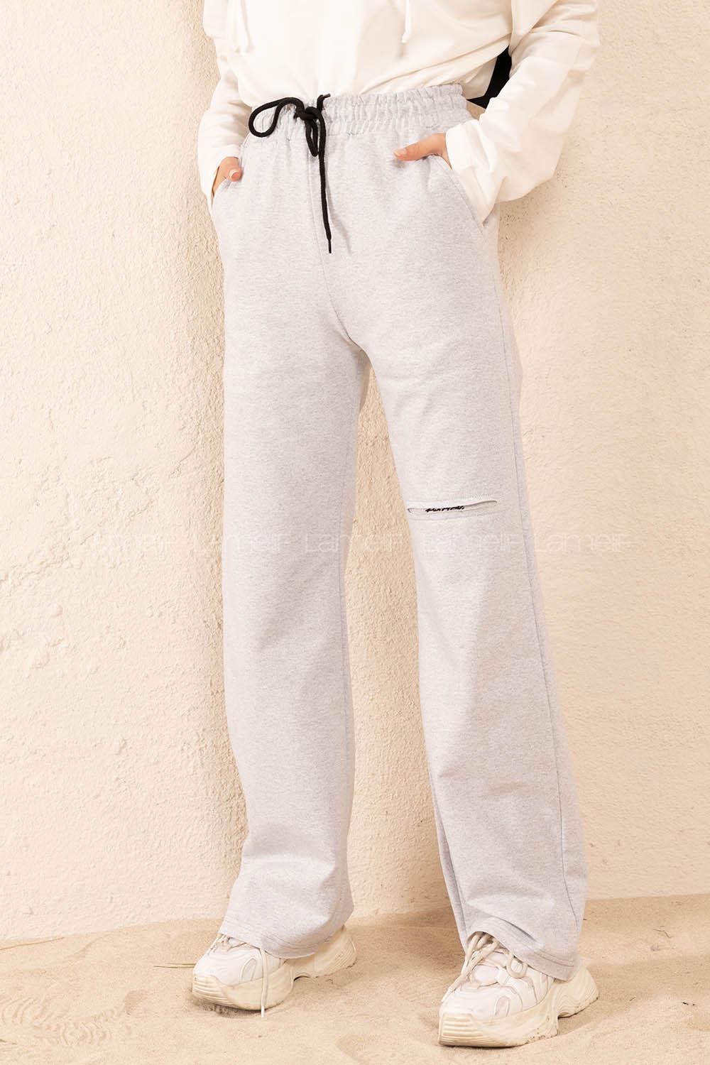 Modalamelif Bel Lastikli Dizi Angel Baskılı Eşofman Gri