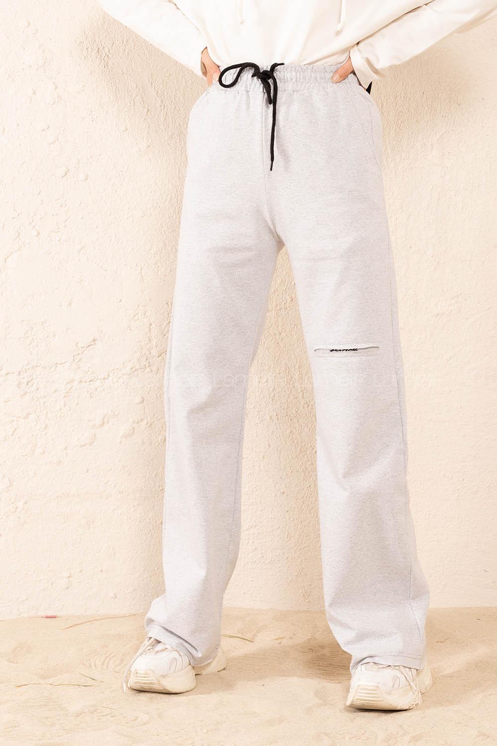 Modalamelif Bel Lastikli Dizi Angel Baskılı Eşofman Gri