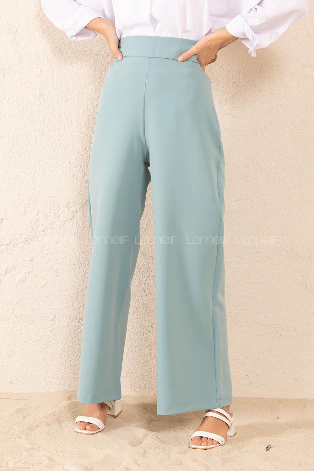 Modalamelif Yan Fermuarlı Pantolon Mint