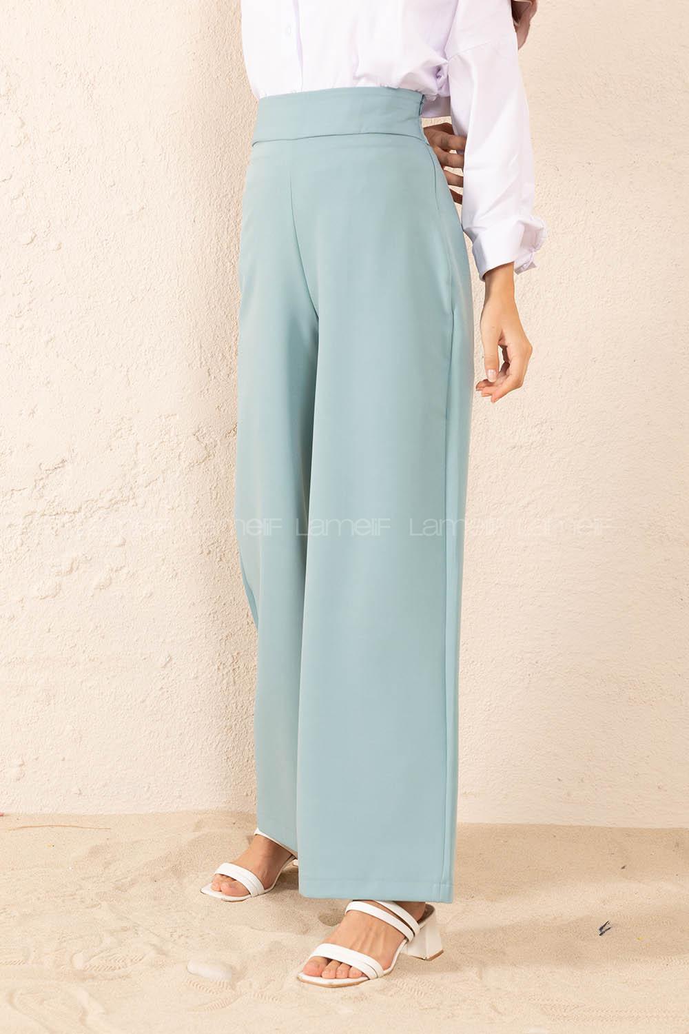 Modalamelif Yan Fermuarlı Pantolon Mint