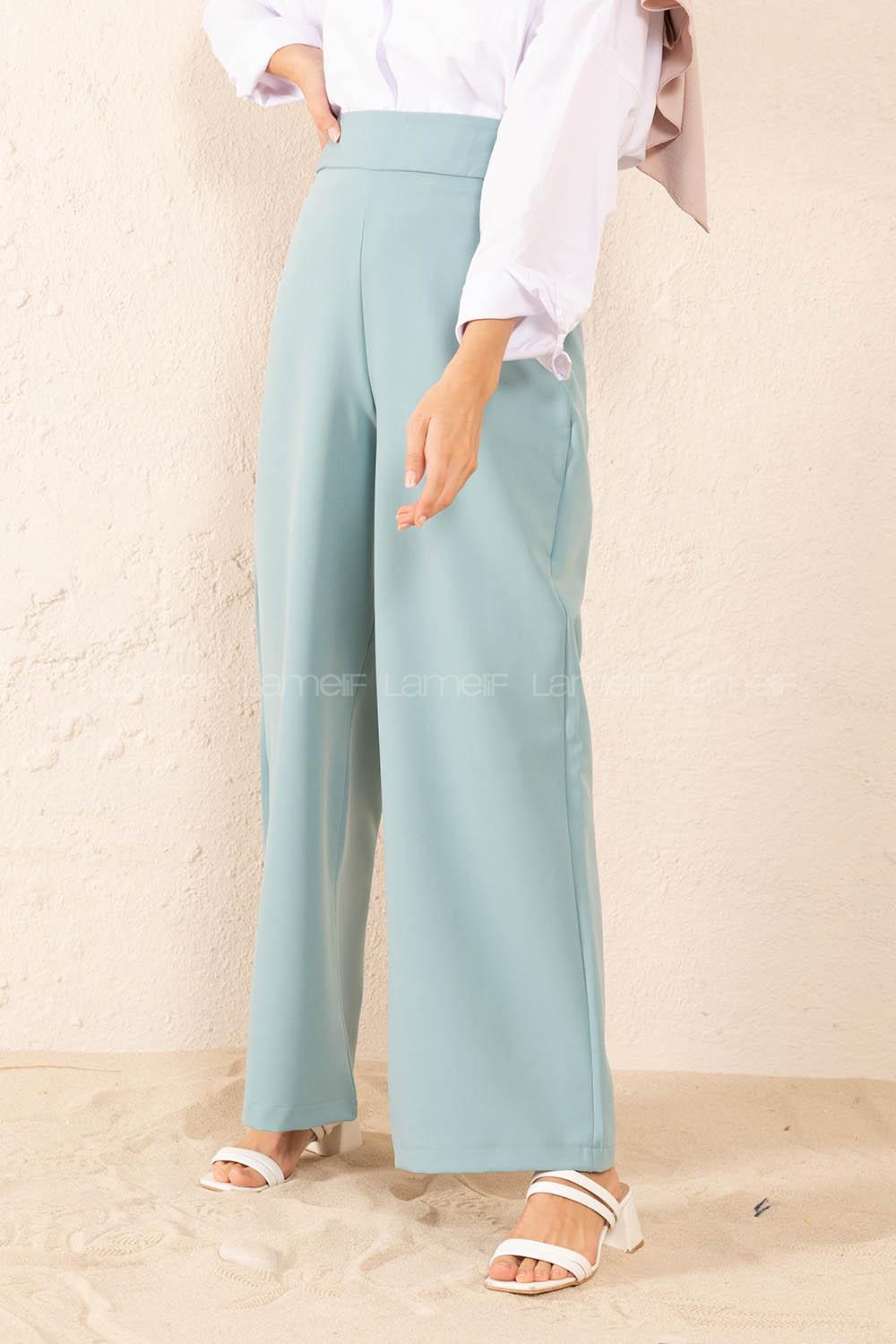 Modalamelif Yan Fermuarlı Pantolon Mint