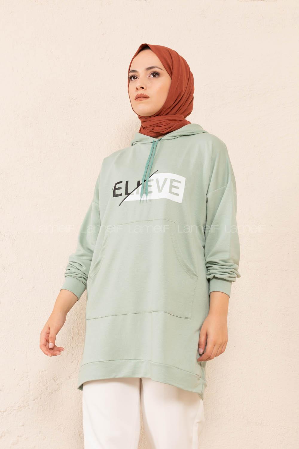 Modalamelif Belıeve Baskılı Tunik Çağla Yeşili