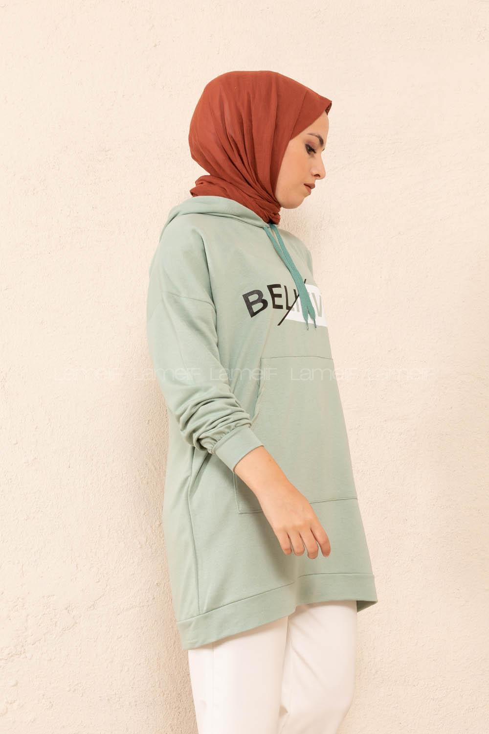 Modalamelif Belıeve Baskılı Tunik Çağla Yeşili