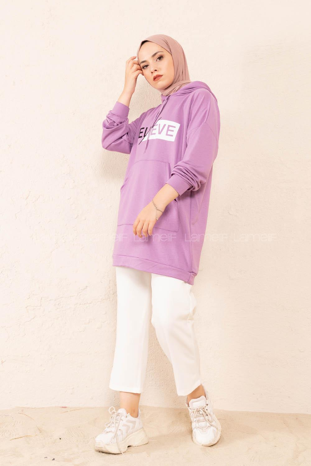 Modalamelif Belıeve Baskılı Tunik Lila