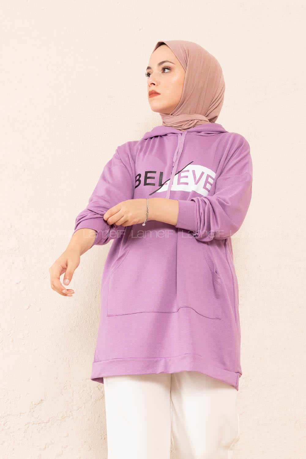 Modalamelif Belıeve Baskılı Tunik Lila