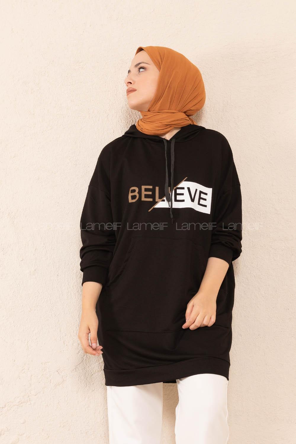 Modalamelif Belıeve Baskılı Tunik Siyah