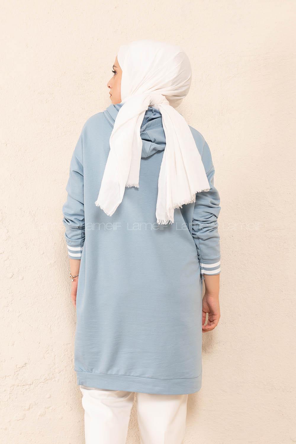 Modalamelif Greather Yazı Baskılı Sweat Tunik Açık Mavi