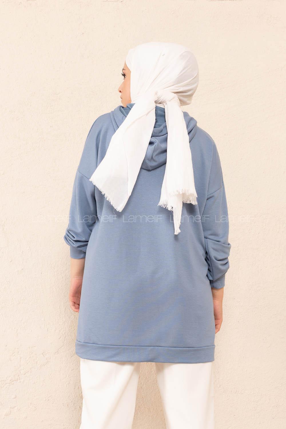 Modalamelif Önü Baskılı Tunik Açik Mavi