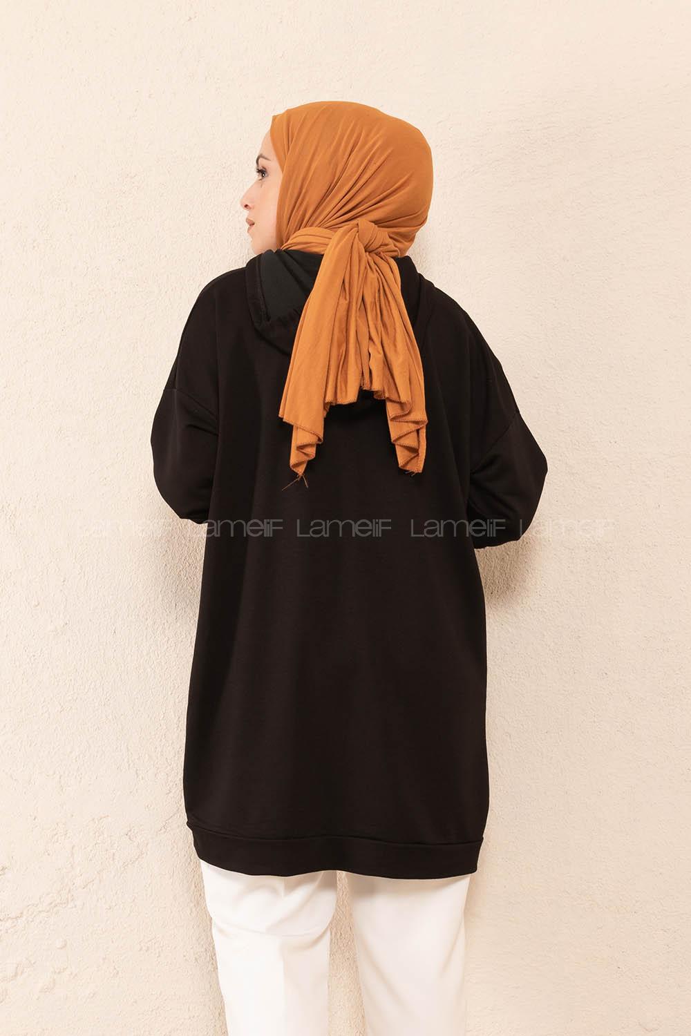 Modalamelif Önü Baskılı Tunik Siyah