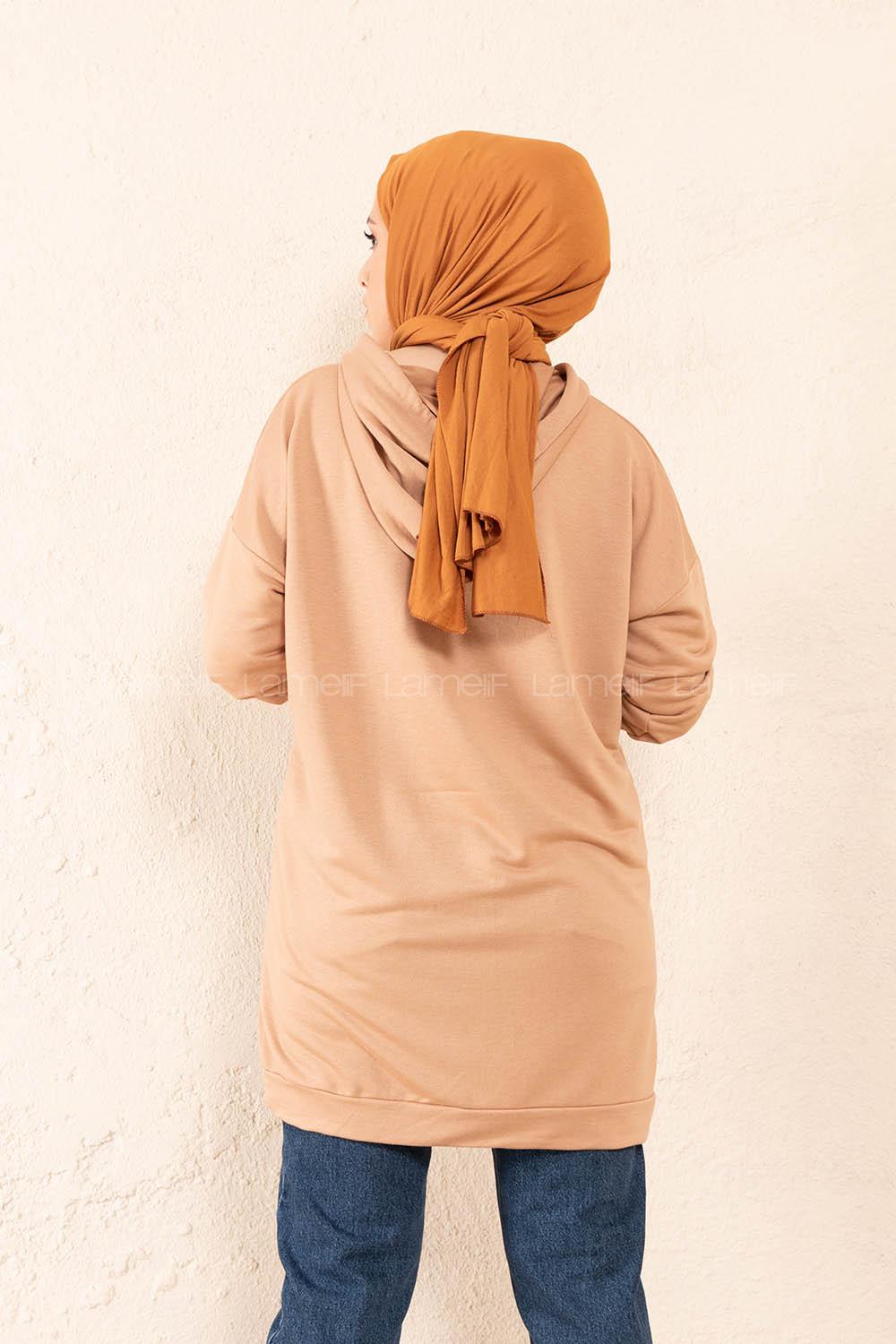 Modalamelif Önü Baskılı Tunik Sütlü Kahve