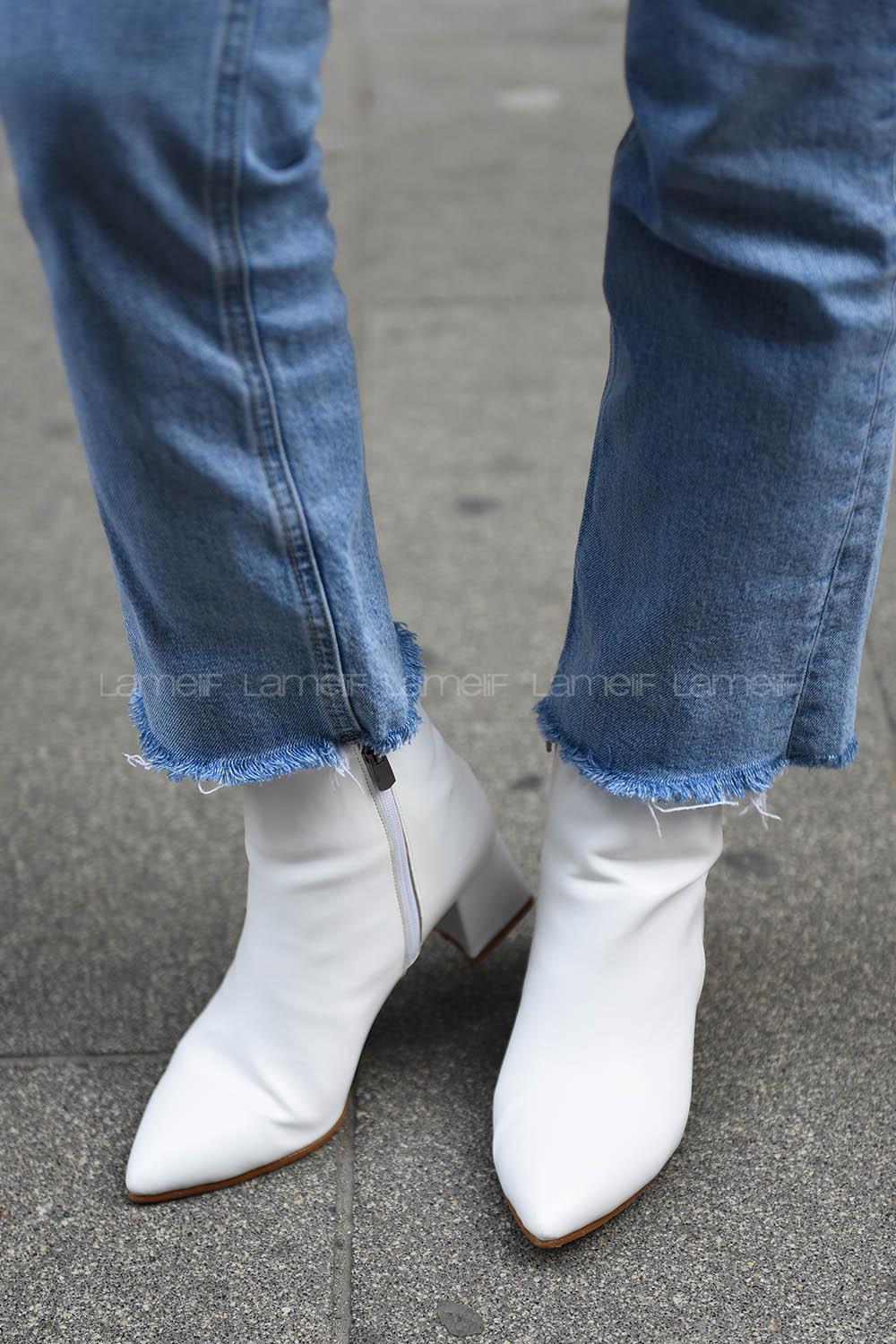 Modalamelif Sivri Burun Beyaz Bot