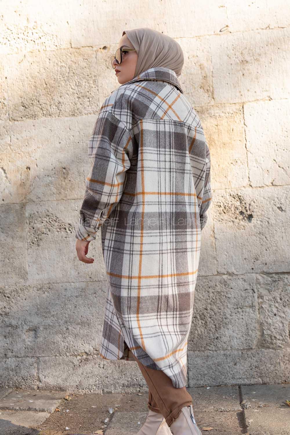 Modalamelif İçi Astarlı Ekose Oduncu Gömlek Hardal Geçişli