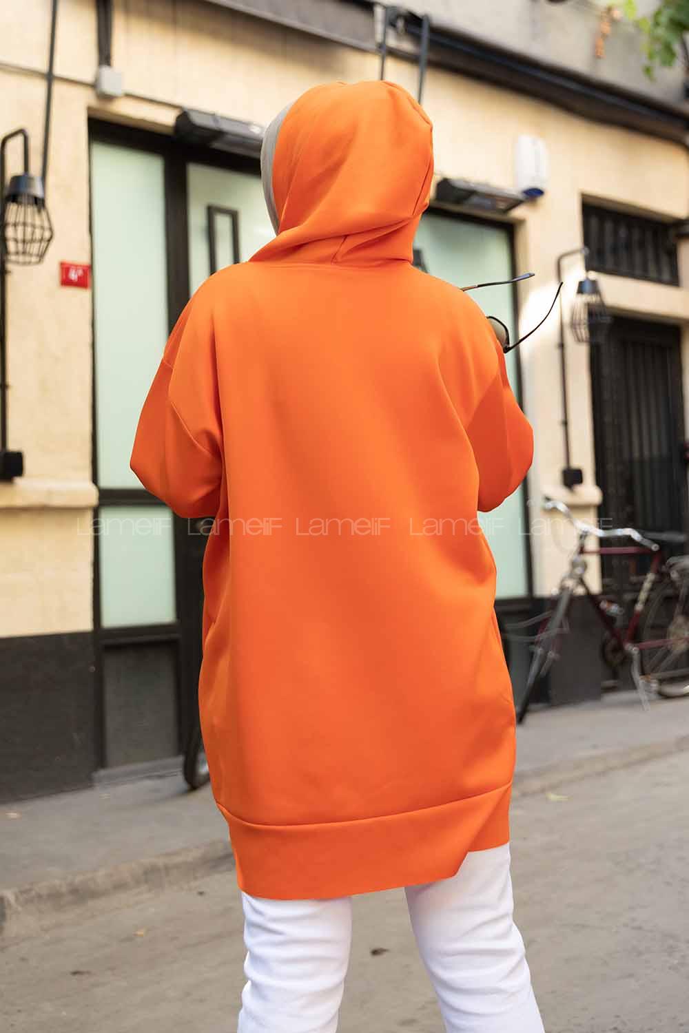 Modalamelif Scuba Uzun Sweatshirt Oranj