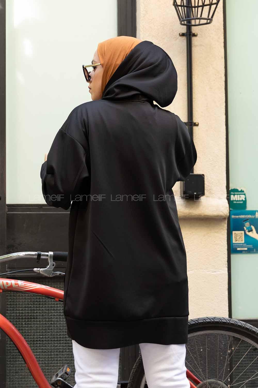 Modalamelif Scuba Uzun Sweatshirt Siyah