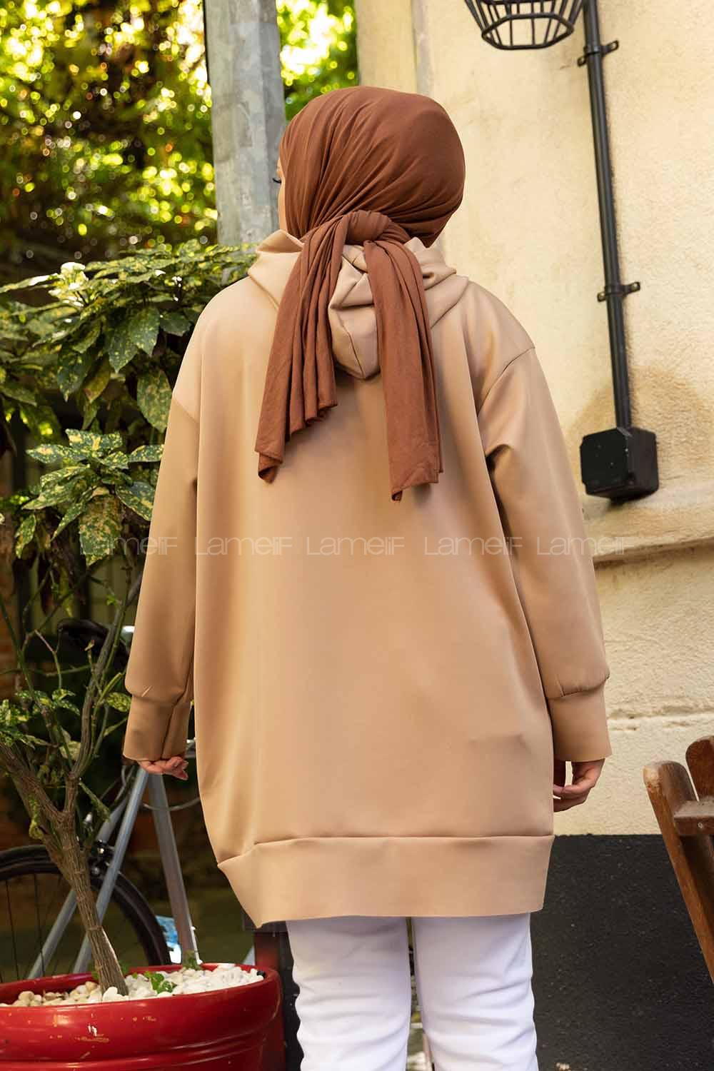 Modalamelif Scuba Uzun Sweatshirt Sütlü Kahve